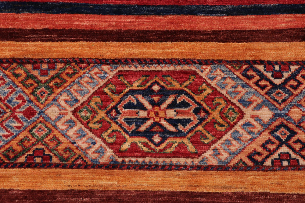 handmade Geometric Kurjean Blue Gold Hand Knotted RECTANGLE 100% WOOL area rug 5x7