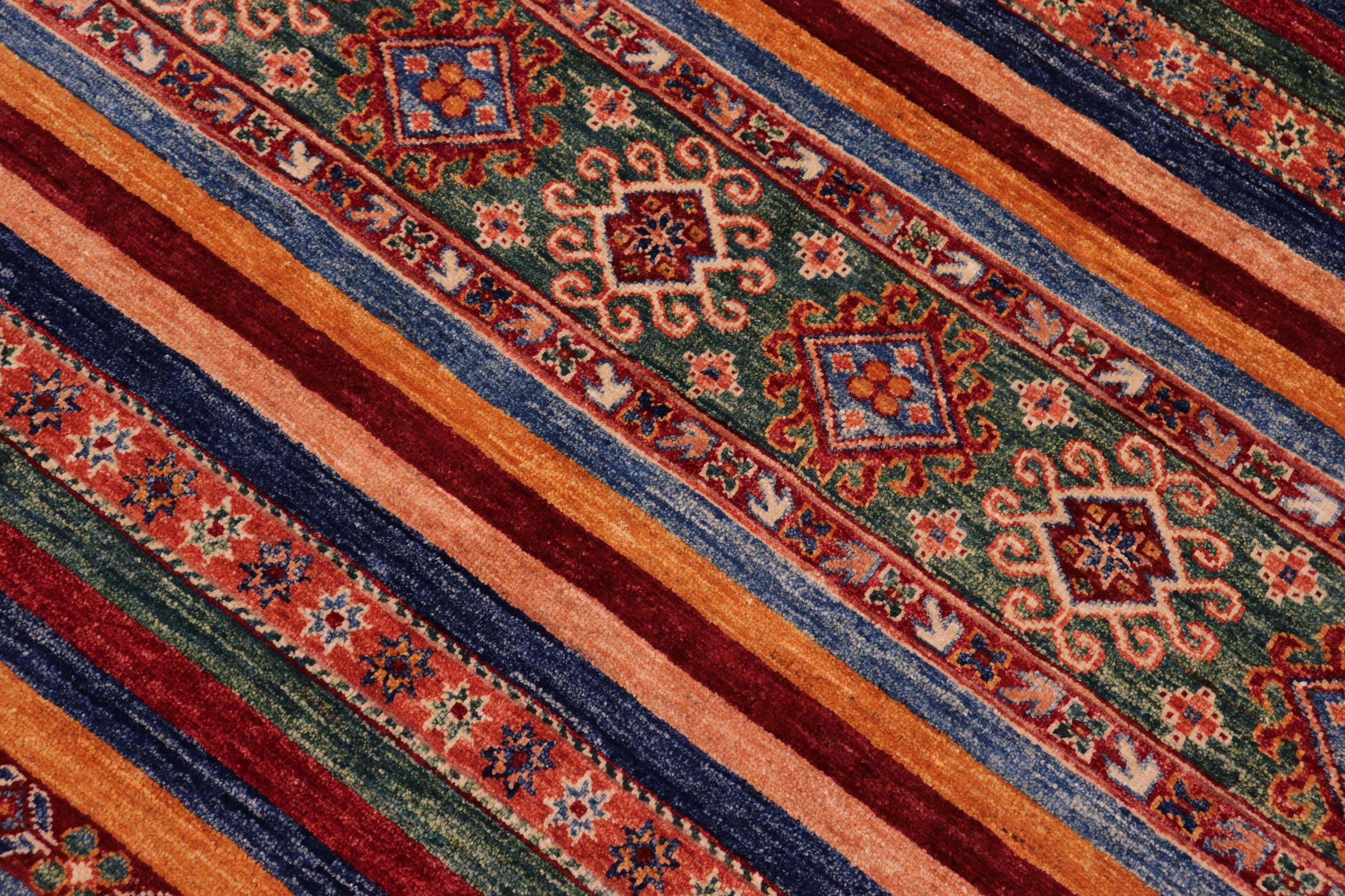 handmade Geometric Kurjean Rust Blue Hand Knotted RECTANGLE 100% WOOL area rug 6x10