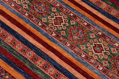 handmade Geometric Kurjean Rust Blue Hand Knotted RECTANGLE 100% WOOL area rug 6x10