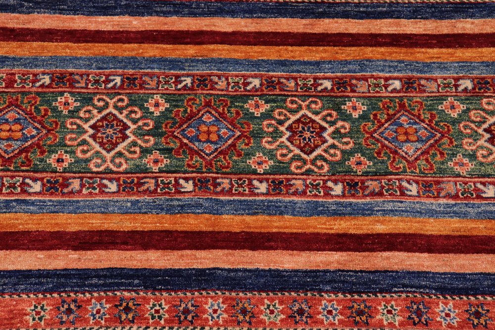 handmade Geometric Kurjean Rust Blue Hand Knotted RECTANGLE 100% WOOL area rug 6x10