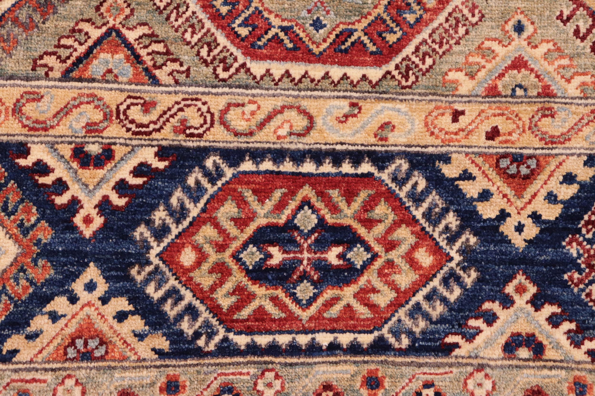 handmade Geometric Kurjean Beige Blue Hand Knotted RECTANGLE 100% WOOL area rug 6x9