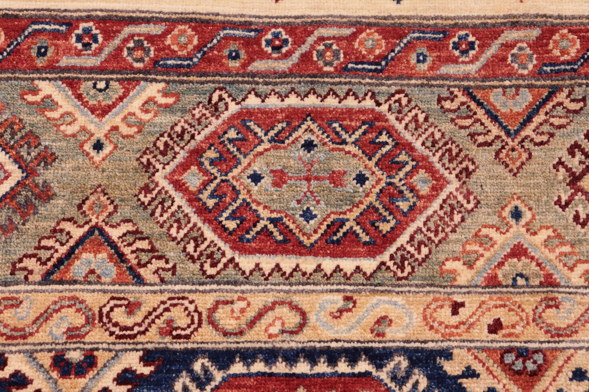 handmade Geometric Kurjean Beige Blue Hand Knotted RECTANGLE 100% WOOL area rug 6x9