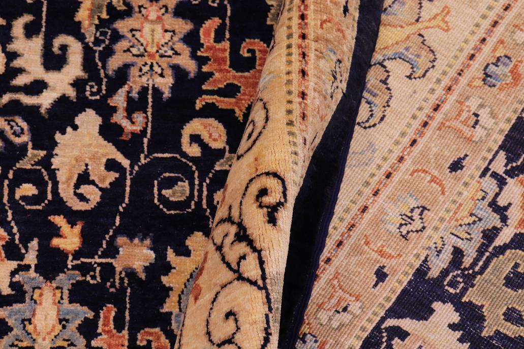 handmade Transitional Kafkaz Blue Tan Hand Knotted RECTANGLE 100% WOOL area rug 9 x 12