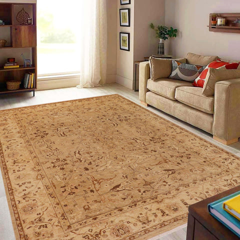 handmade Traditional Kafkaz Taupe Beige Hand Knotted RECTANGLE 100% WOOL area rug 9x12