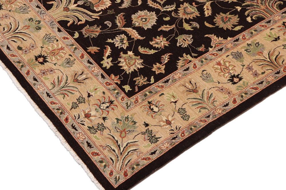 handmade Traditional Kafkaz Dark Brown Tan Hand Knotted RECTANGLE 100% WOOL area rug 9x12