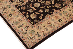 handmade Traditional Kafkaz Dark Brown Tan Hand Knotted RECTANGLE 100% WOOL area rug 9x12