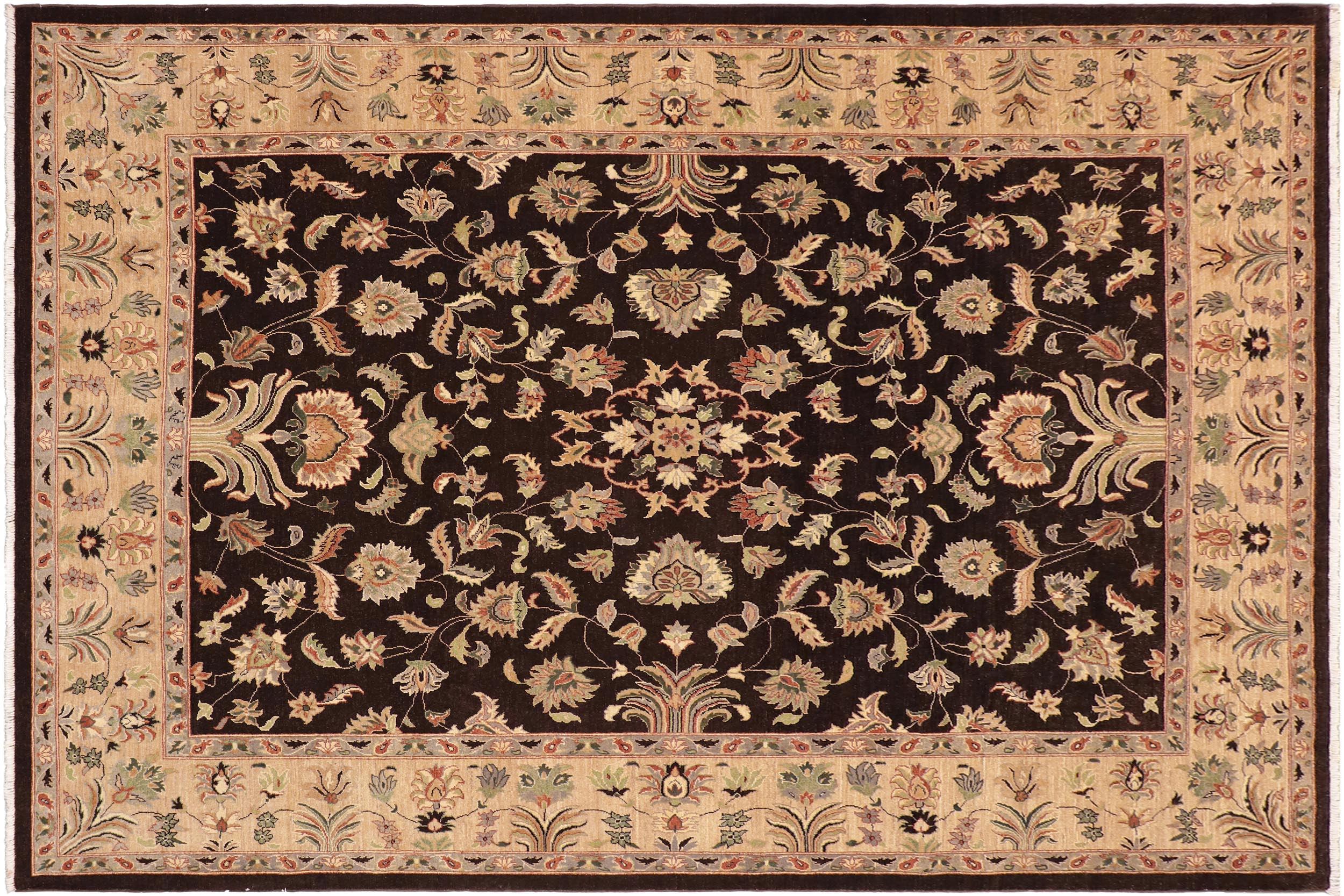 handmade Traditional Kafkaz Dark Brown Tan Hand Knotted RECTANGLE 100% WOOL area rug 9x12