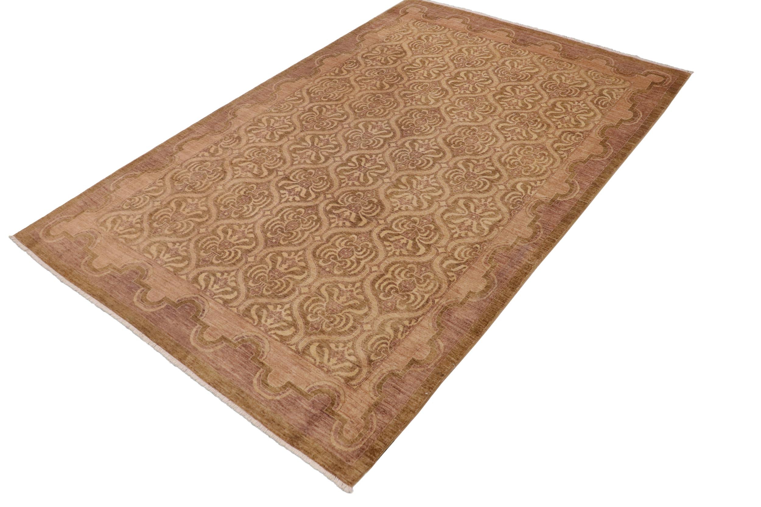 handmade Transitional Kafkaz Green Tan Hand Knotted RECTANGLE 100% WOOL area rug 9' x 13'