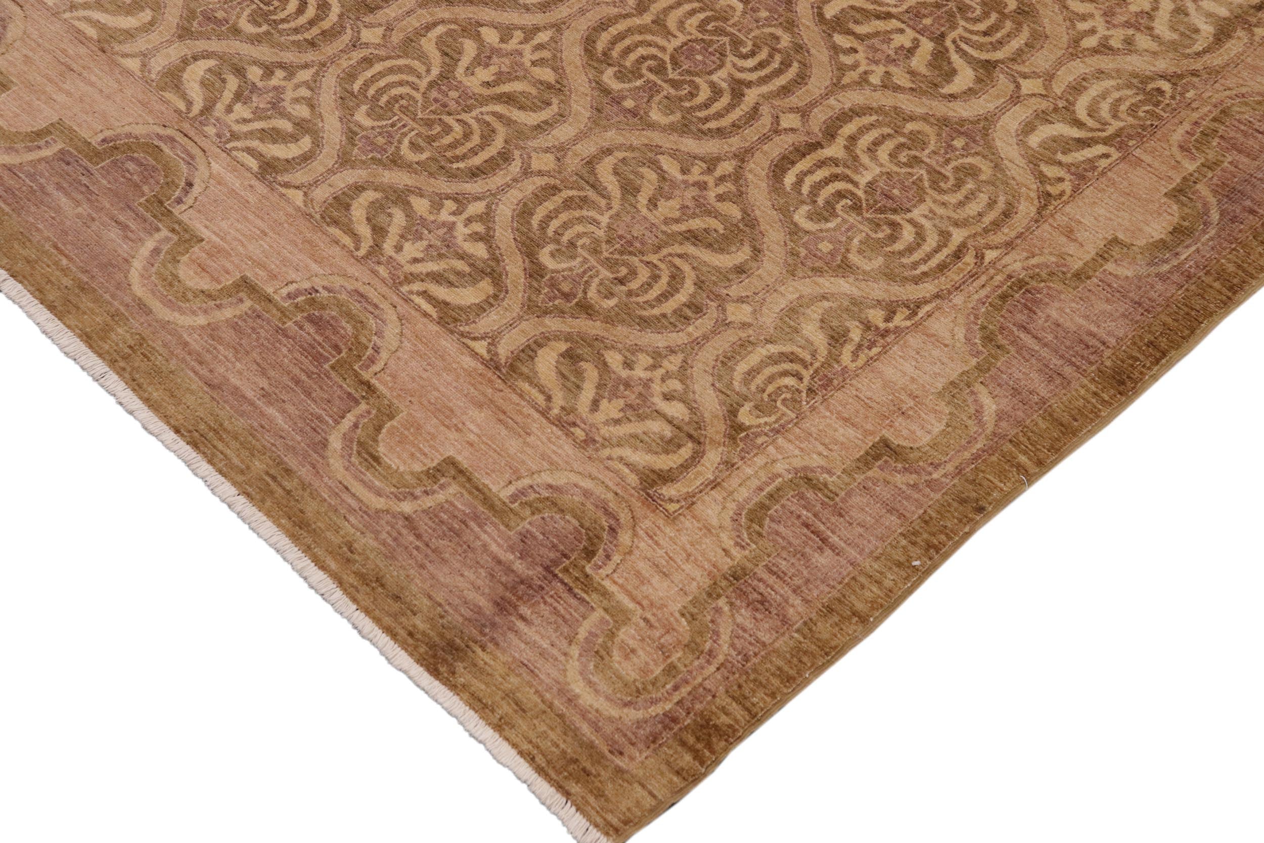 handmade Transitional Kafkaz Green Tan Hand Knotted RECTANGLE 100% WOOL area rug 9' x 13'