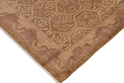 handmade Transitional Kafkaz Green Tan Hand Knotted RECTANGLE 100% WOOL area rug 9' x 13'
