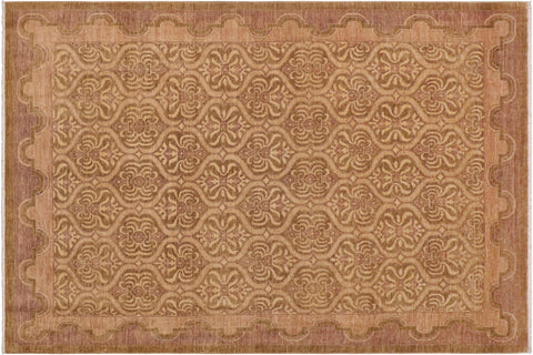 handmade Transitional Kafkaz Green Tan Hand Knotted RECTANGLE 100% WOOL area rug 9' x 13'