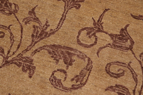handmade Modern Kafkaz Tan Brown Hand Knotted RECTANGLE 100% WOOL area rug 9' x 13'