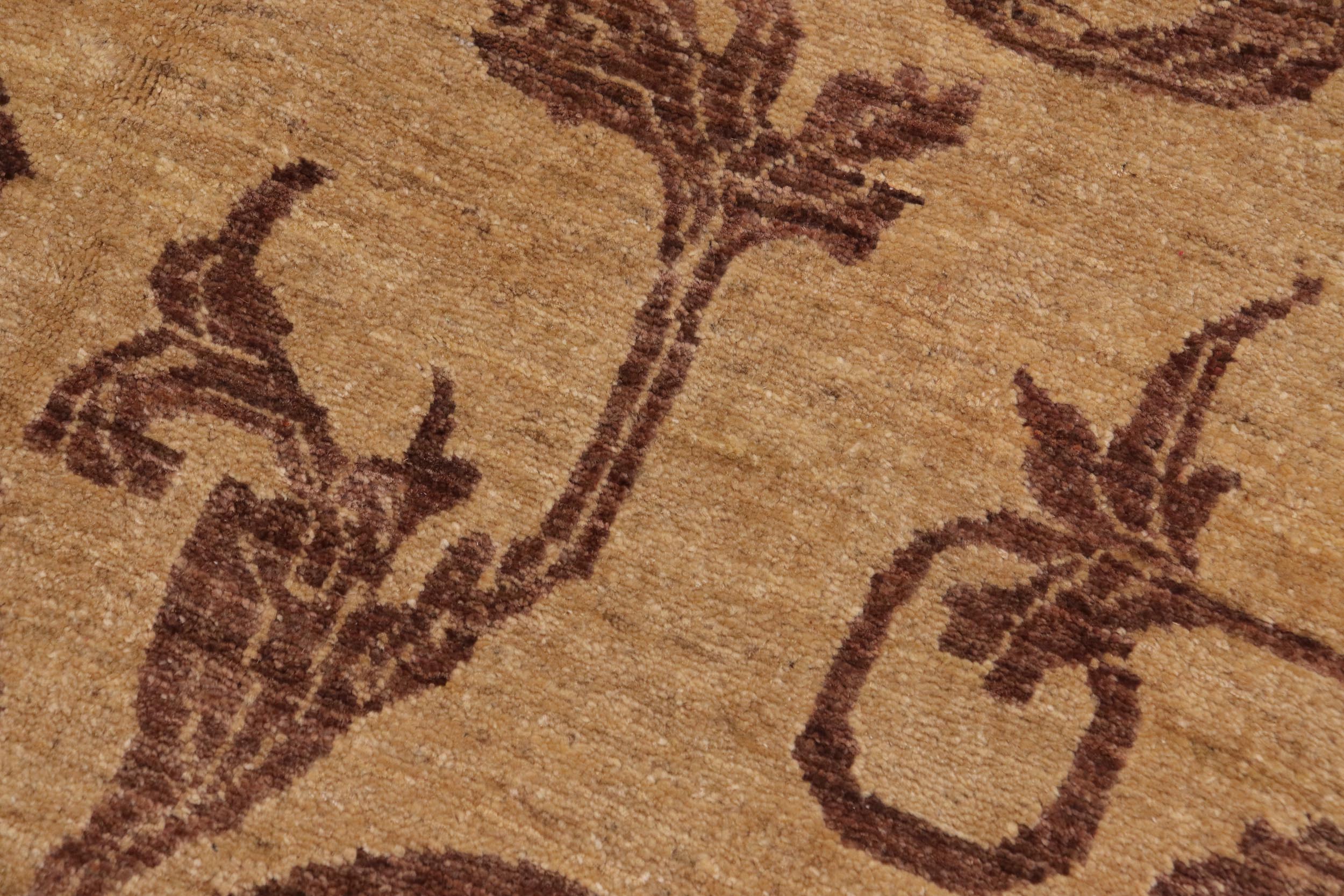 handmade Modern Kafkaz Tan Brown Hand Knotted RECTANGLE 100% WOOL area rug 9' x 13'