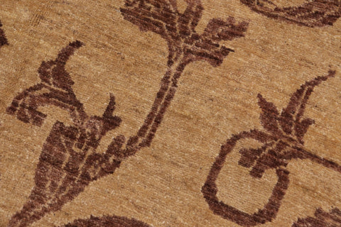 handmade Modern Kafkaz Tan Brown Hand Knotted RECTANGLE 100% WOOL area rug 9' x 13'