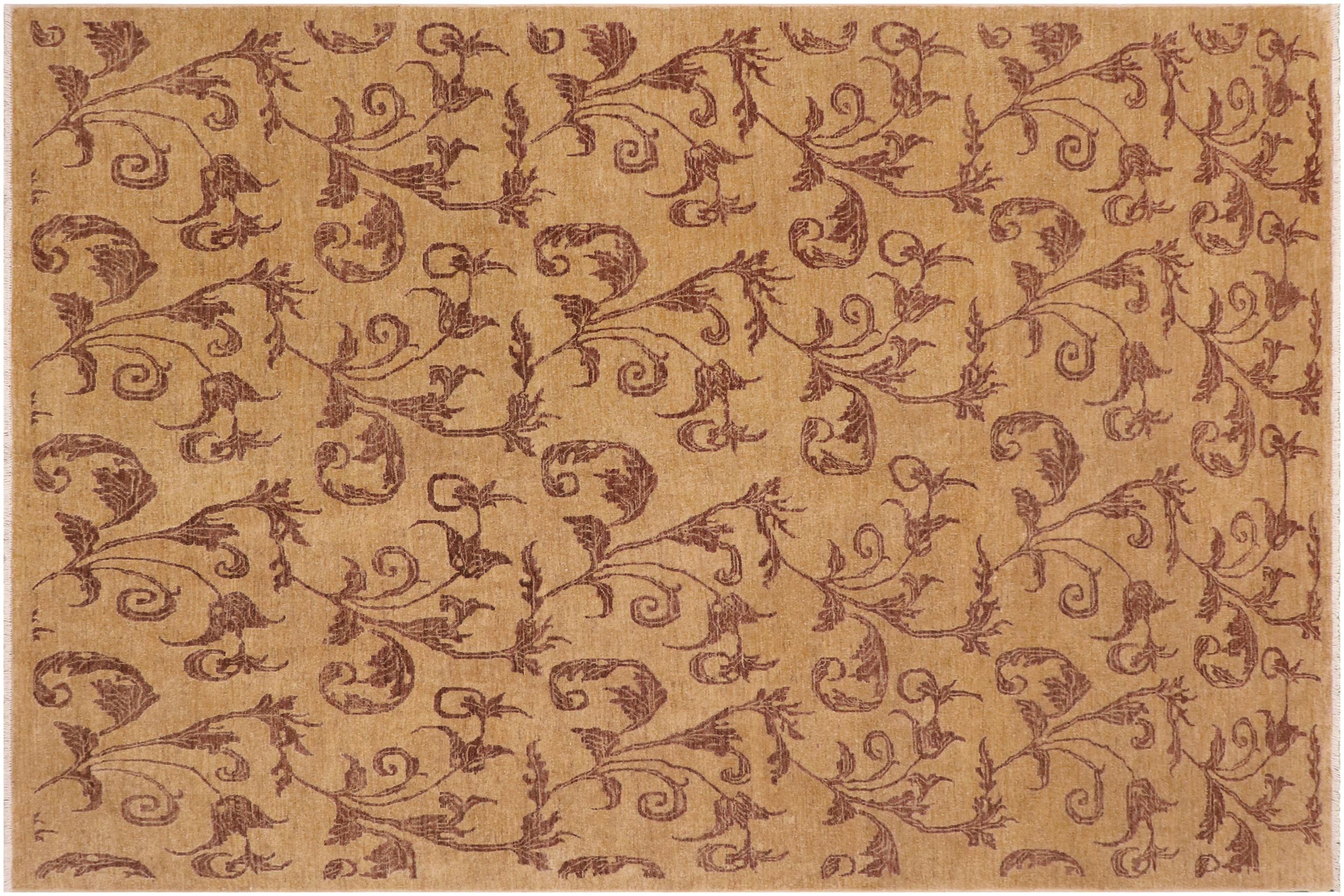 handmade Modern Kafkaz Tan Brown Hand Knotted RECTANGLE 100% WOOL area rug 9' x 13'