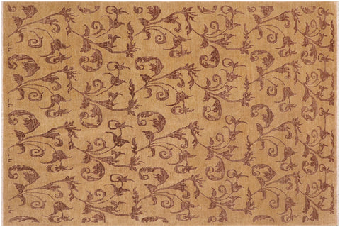 handmade Modern Kafkaz Tan Brown Hand Knotted RECTANGLE 100% WOOL area rug 9' x 13'