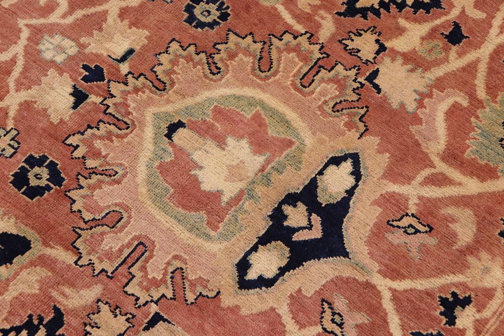 handmade Traditional Kafkaz Peach Blue Hand Knotted RECTANGLE 100% WOOL area rug 9 x 12