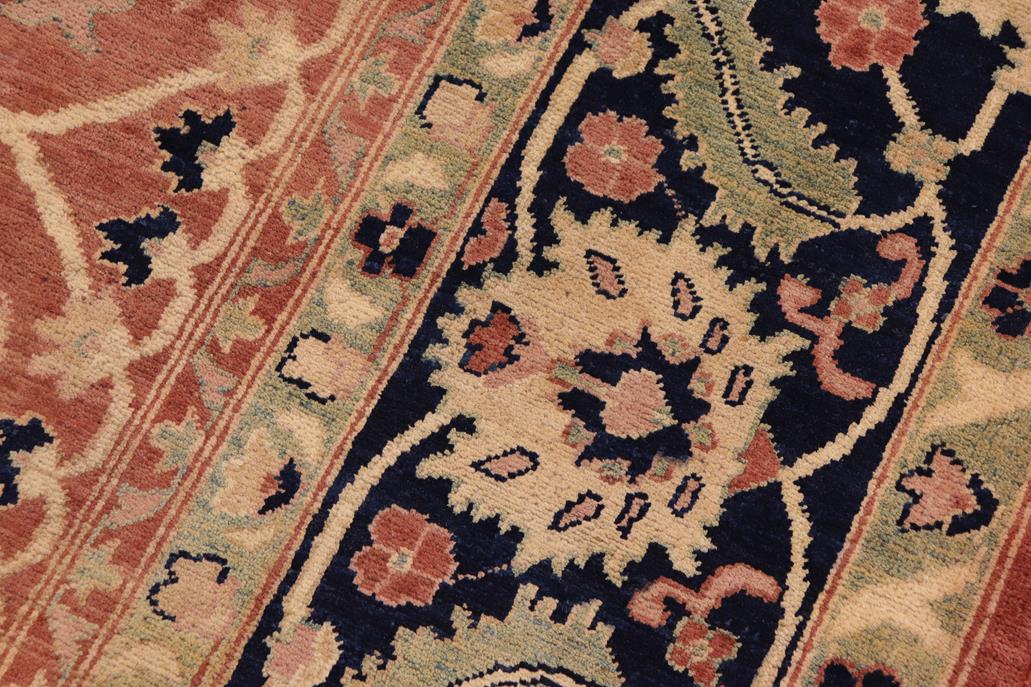 handmade Traditional Kafkaz Peach Blue Hand Knotted RECTANGLE 100% WOOL area rug 9 x 12