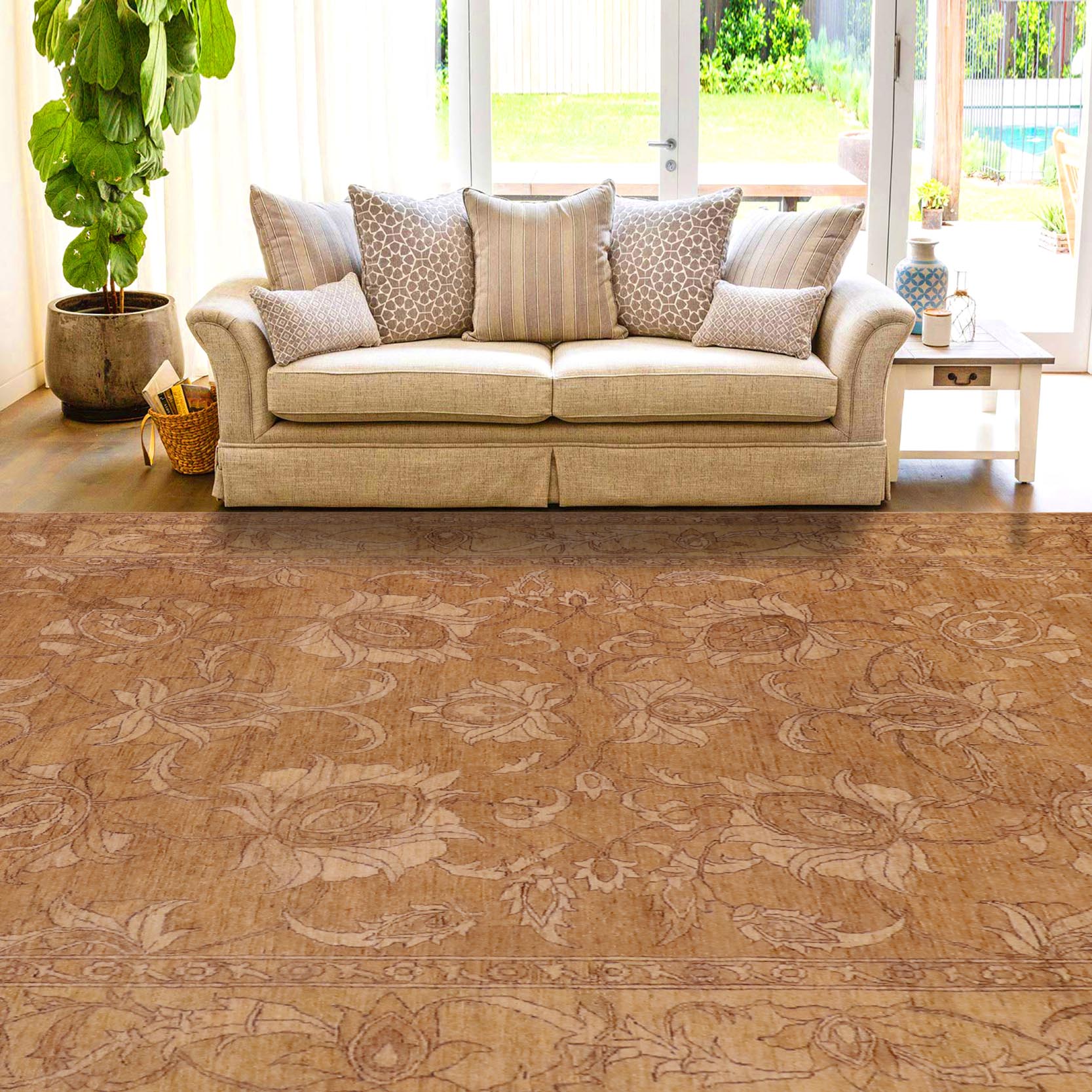 handmade Traditional Kafkaz Brown Tan Hand Knotted RECTANGLE 100% WOOL area rug 9x12