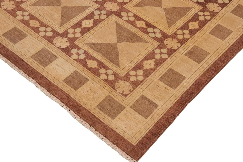 handmade Transitional Kafkaz Beige Tan Hand Knotted RECTANGLE 100% WOOL area rug 9 x 12
