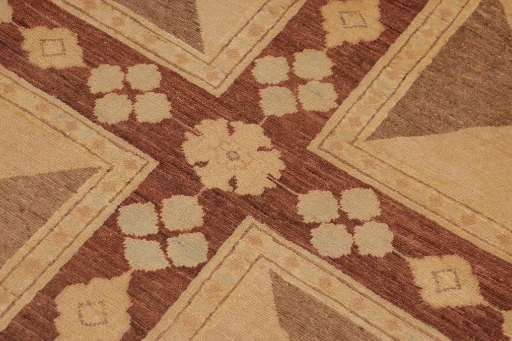 handmade Transitional Kafkaz Beige Tan Hand Knotted RECTANGLE 100% WOOL area rug 9 x 12