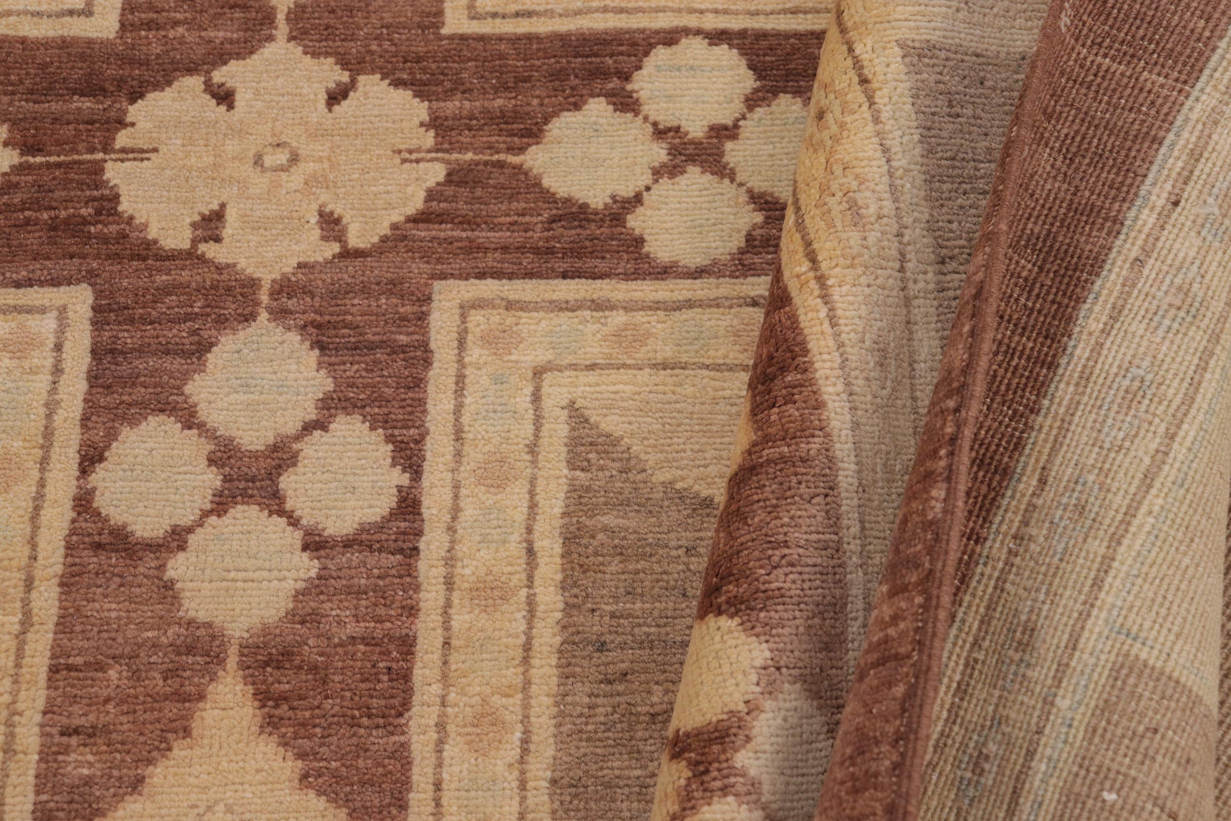handmade Modern Kafkaz Beige Tan Hand Knotted RECTANGLE 100% WOOL area rug 9' x 12'