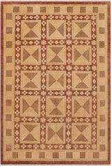 handmade Transitional Kafkaz Beige Tan Hand Knotted RECTANGLE 100% WOOL area rug 9 x 12