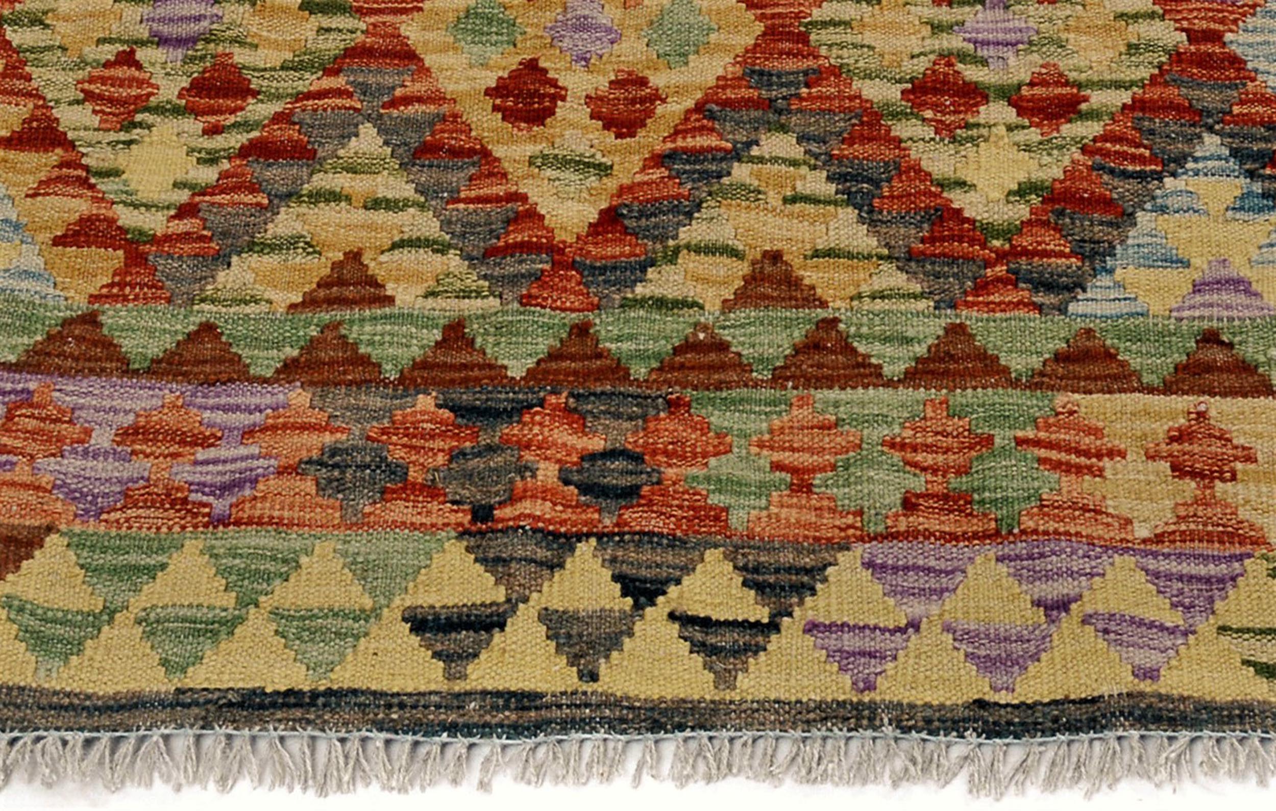 handmade Geometric Kilim Gold Red Hand-Woven RECTANGLE 100% WOOL area rug 5x6