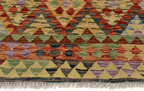 handmade Geometric Kilim Gold Red Hand-Woven RECTANGLE 100% WOOL area rug 5x6