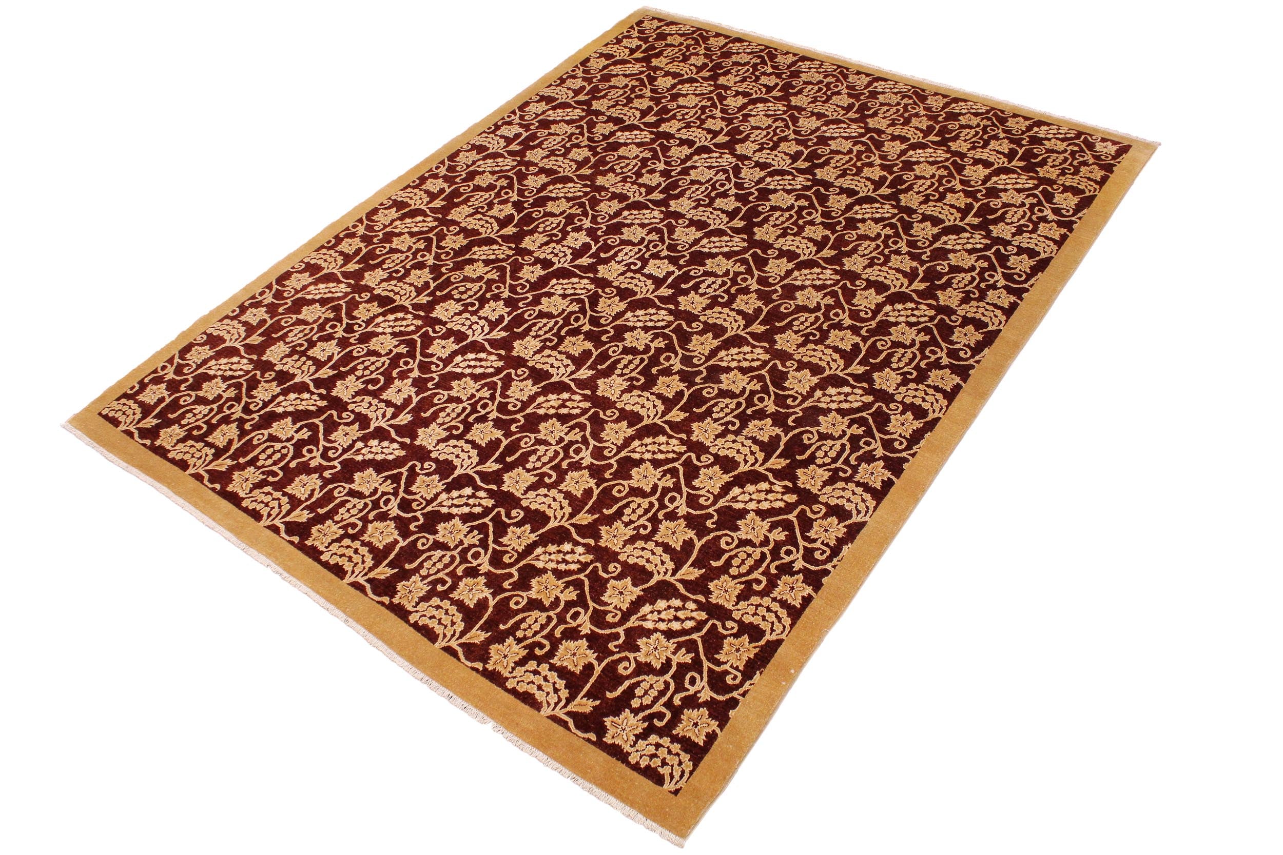 handmade Modern Kafkaz Red Gold Hand Knotted RECTANGLE 100% WOOL area rug 9' x 12'