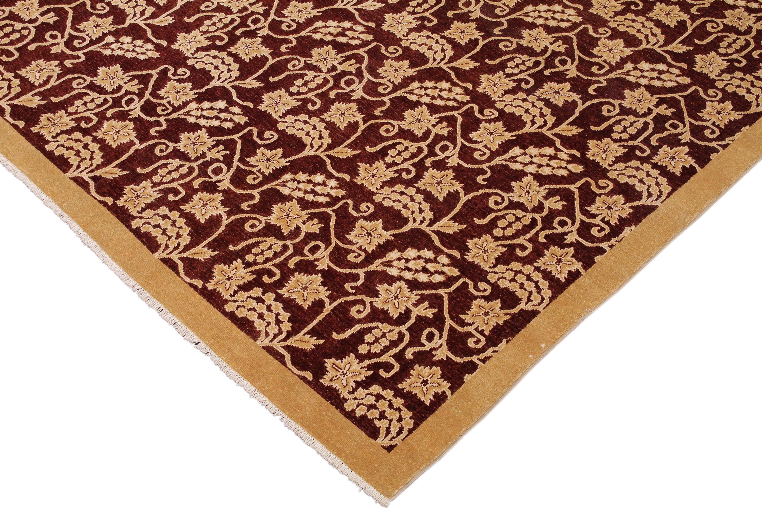 handmade Modern Kafkaz Red Gold Hand Knotted RECTANGLE 100% WOOL area rug 9' x 12'