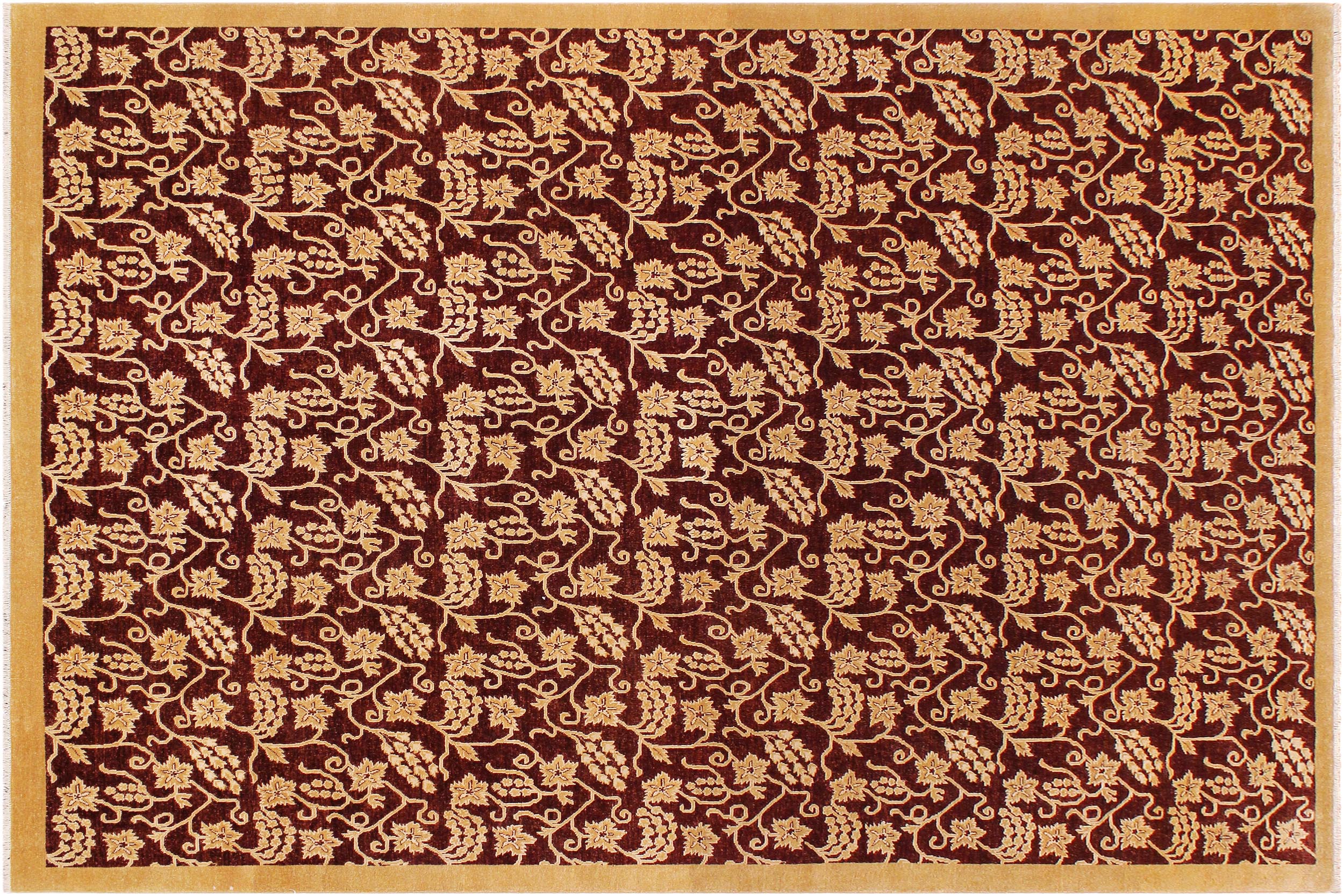 handmade Modern Kafkaz Red Gold Hand Knotted RECTANGLE 100% WOOL area rug 9' x 12'
