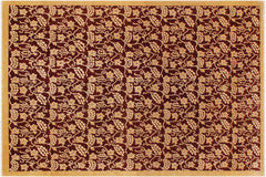 handmade Modern Kafkaz Red Gold Hand Knotted RECTANGLE 100% WOOL area rug 9' x 12'