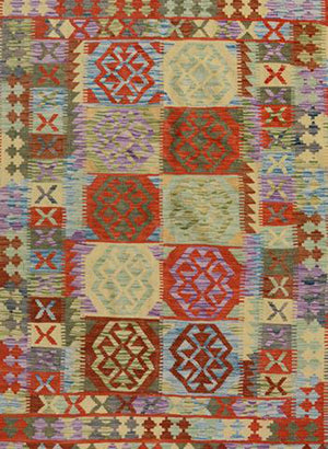 handmade Geometric Kilim Blue Gray Hand-Woven RECTANGLE 100% WOOL area rug 5 x 7