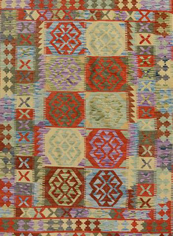 handmade Geometric Kilim Blue Gray Hand-Woven RECTANGLE 100% WOOL area rug 5 x 7