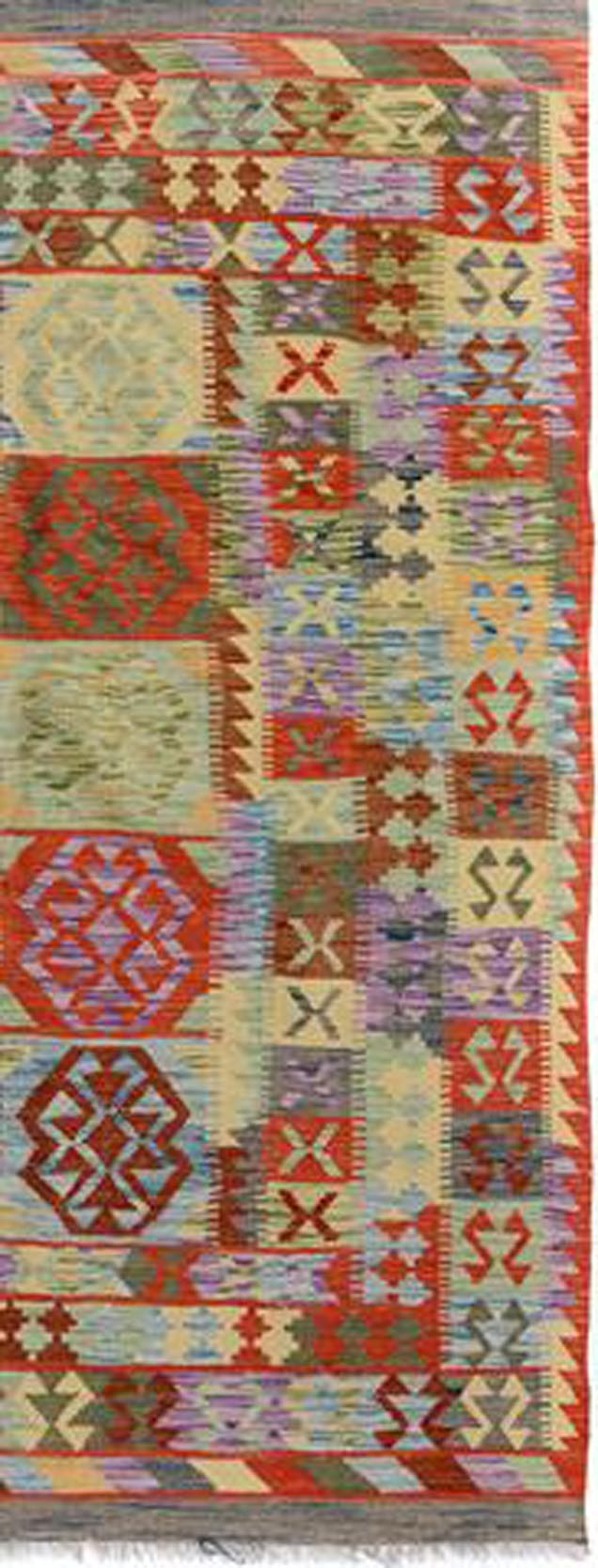 handmade Geometric Kilim Blue Gray Hand-Woven RECTANGLE 100% WOOL area rug 5 x 7