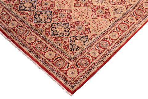 handmade Transitional Kirman Red Tan Hand Knotted RECTANGLE 100% WOOL area rug 8x10