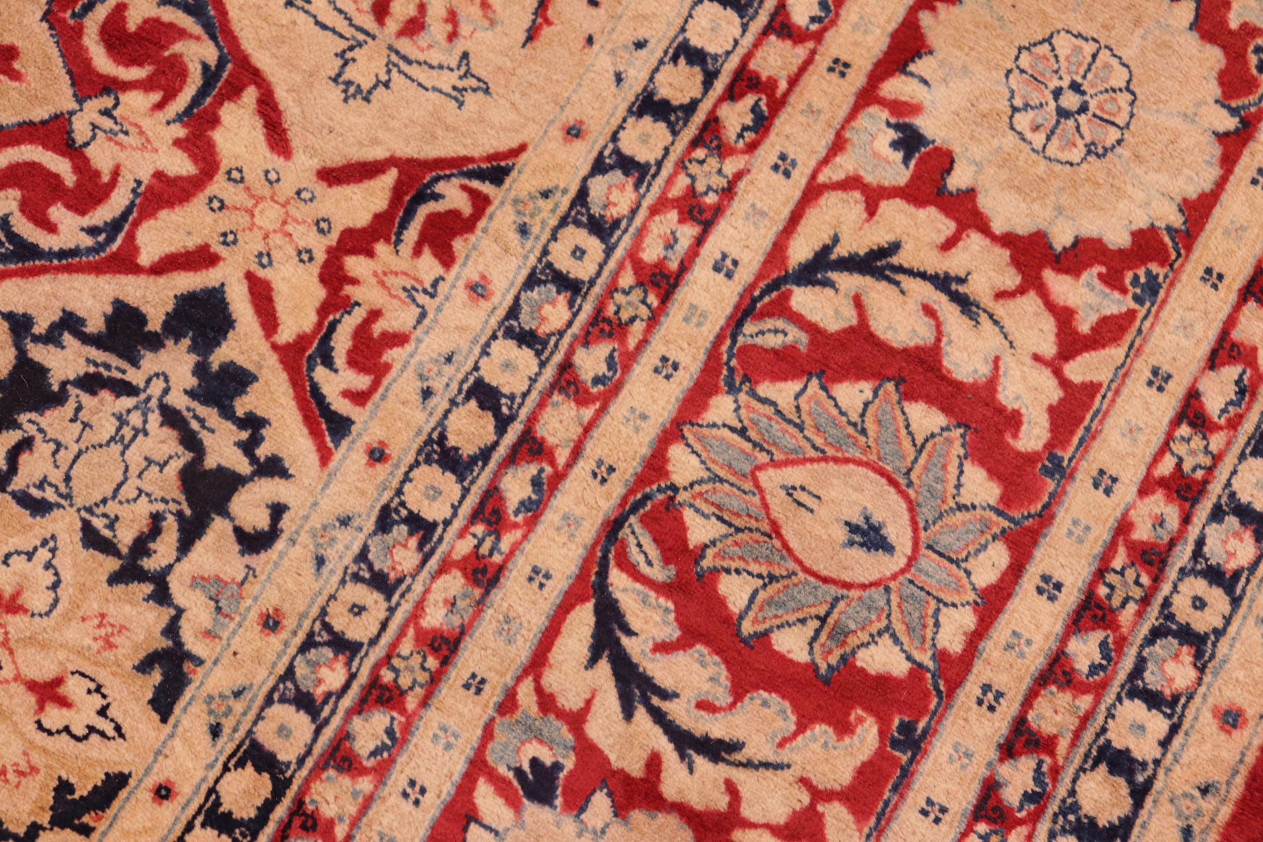 handmade Transitional Kirman Red Tan Hand Knotted RECTANGLE 100% WOOL area rug 8x10