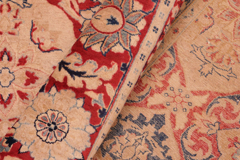 handmade Transitional Kirman Red Tan Hand Knotted RECTANGLE 100% WOOL area rug 8x10