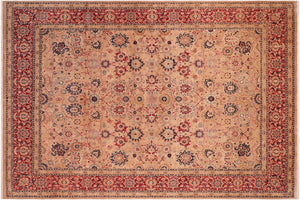 8x10 hand knotted Vegetable Dyed wool rug in tan and red - Tabriz Kristen