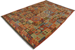 handmade Geometric Kilim Gray Rust Hand-Woven RECTANGLE 100% WOOL area rug 7 x 10