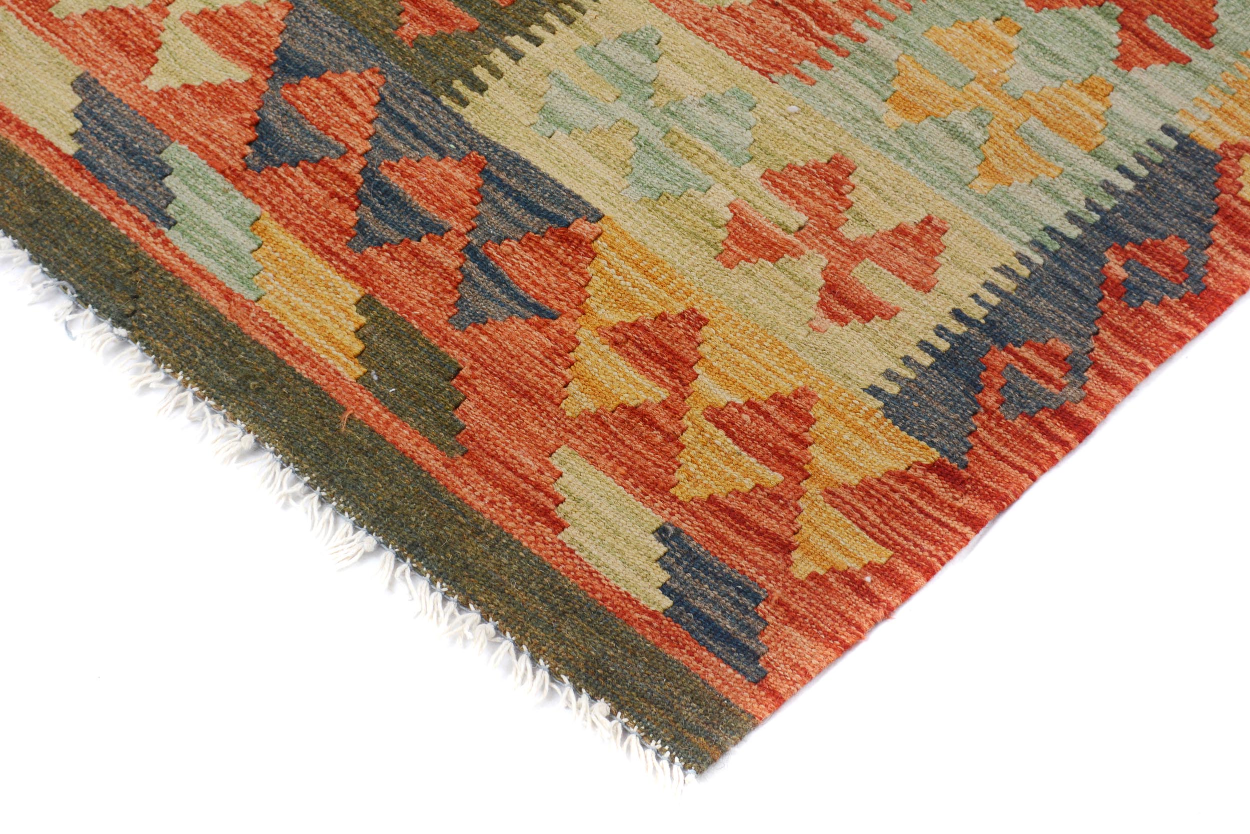 handmade Geometric Kilim Gray Rust Hand-Woven RECTANGLE 100% WOOL area rug 7 x 10