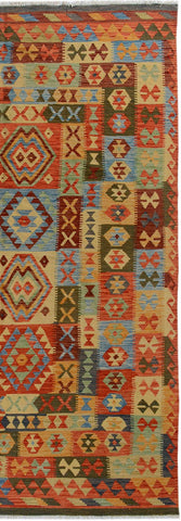 handmade Geometric Kilim Gray Rust Hand-Woven RECTANGLE 100% WOOL area rug 7 x 10