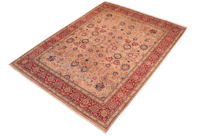 handmade Transitional Tabriz Tan Red Hand Knotted RECTANGLE 100% WOOL area rug 8x10