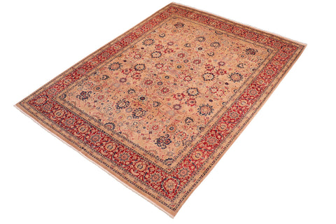 handmade Transitional Tabriz Tan Red Hand Knotted RECTANGLE 100% WOOL area rug 8x10