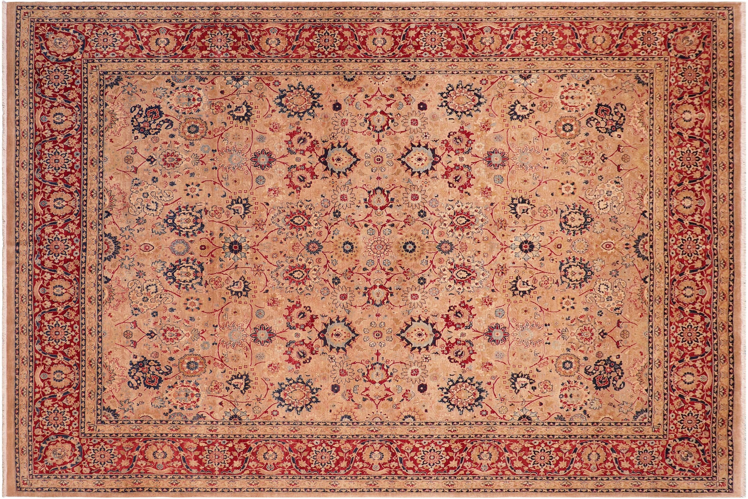 handmade Transitional Tabriz Tan Red Hand Knotted RECTANGLE 100% WOOL area rug 8 x 10