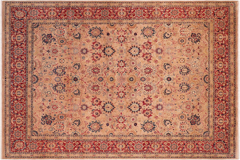 handmade Transitional Tabriz Tan Red Hand Knotted RECTANGLE 100% WOOL area rug 8 x 10