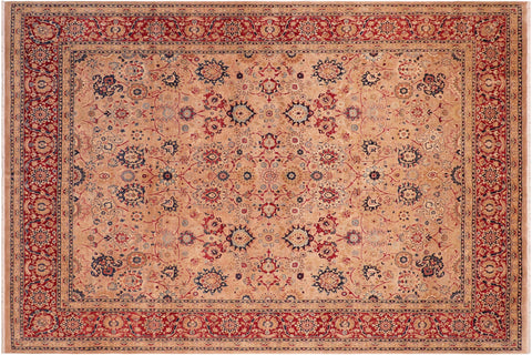 handmade Transitional Tabriz Tan Red Hand Knotted RECTANGLE 100% WOOL area rug 8x10