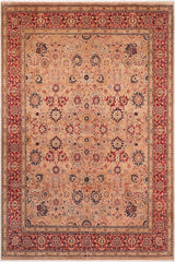 Traditional Tabriz Kristen Tan Red Hand Knotted Area rugs 8 x 10