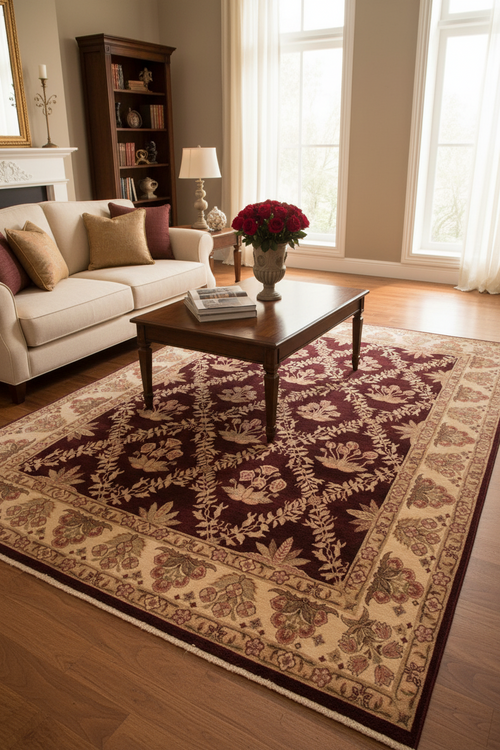 handmade Transitional Veg Dye Aubergine Beige Hand Knotted RECTANGLE 100% WOOL area rug 8x10